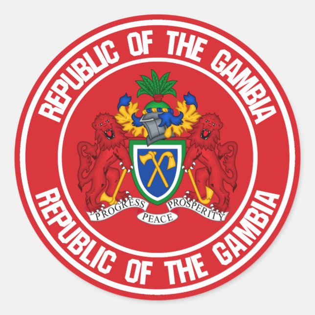 Pegatina Redonda El emblema de la ronda de Gambia (Anverso)