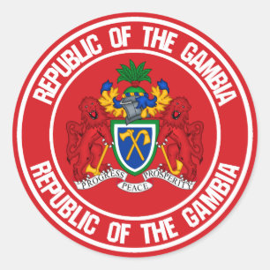 Pegatina Redonda El emblema de la ronda de Gambia