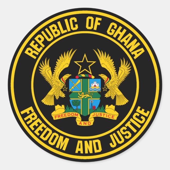 Pegatina Redonda El emblema de la ronda de Ghana (Anverso)
