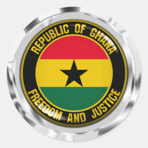 Pegatina Redonda El emblema de la ronda de Ghana