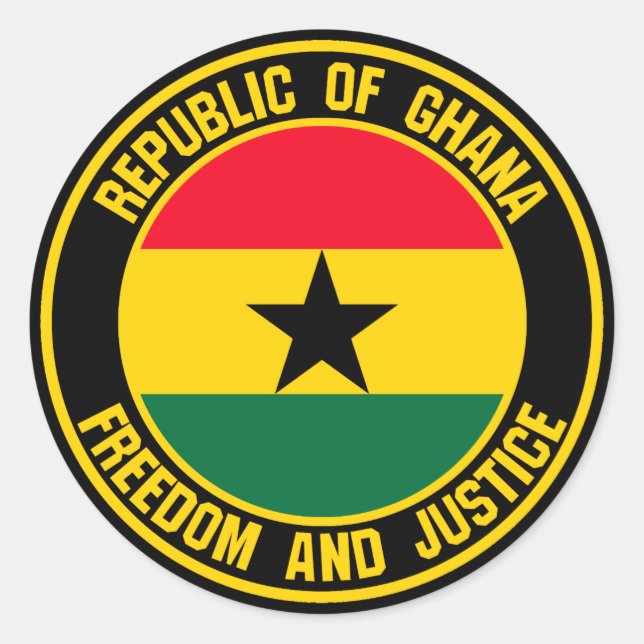 Pegatina Redonda El emblema de la ronda de Ghana (Anverso)