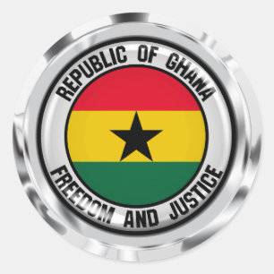 Pegatina Redonda El emblema de la ronda de Ghana