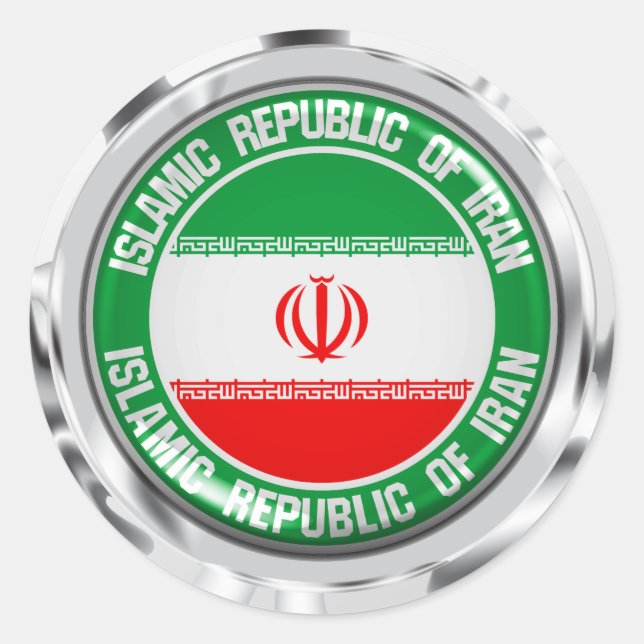 Pegatina Redonda El emblema de la Ronda de Irán (Anverso)