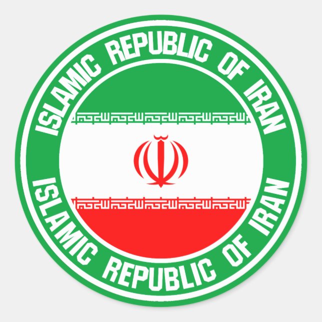 Pegatina Redonda El emblema de la Ronda de Irán (Anverso)