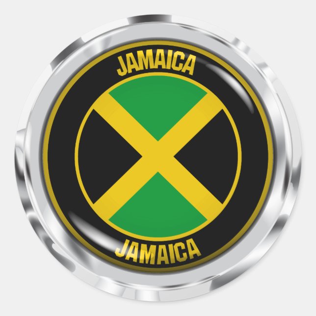 Pegatina Redonda El emblema de la ronda de Jamaica (Anverso)