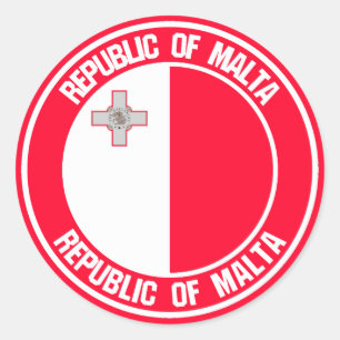 Pegatina Redonda El emblema de la ronda de Malta