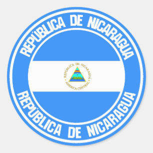 Pegatina Redonda El emblema de la ronda de Nicaragua