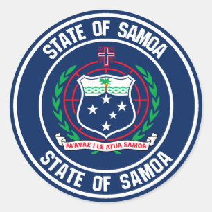 Pegatina Redonda El emblema de la ronda de Samoa