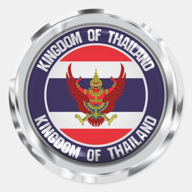 Pegatina Redonda El emblema de la Ronda de Tailandia (Anverso)