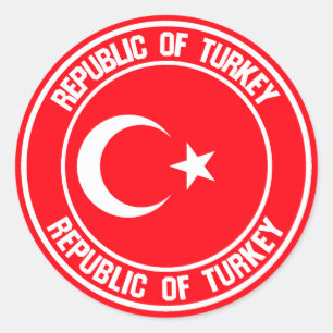 Pegatina Redonda El emblema de la Ronda de Turquía