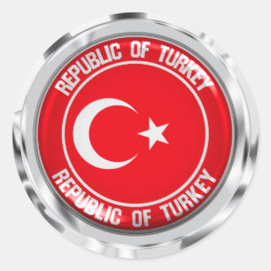 Pegatina Redonda El emblema de la Ronda de Turquía