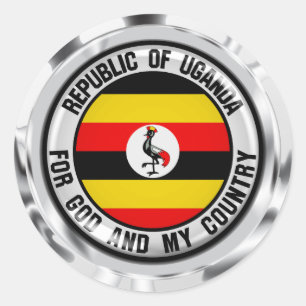 Pegatina Redonda El emblema de la ronda de Uganda