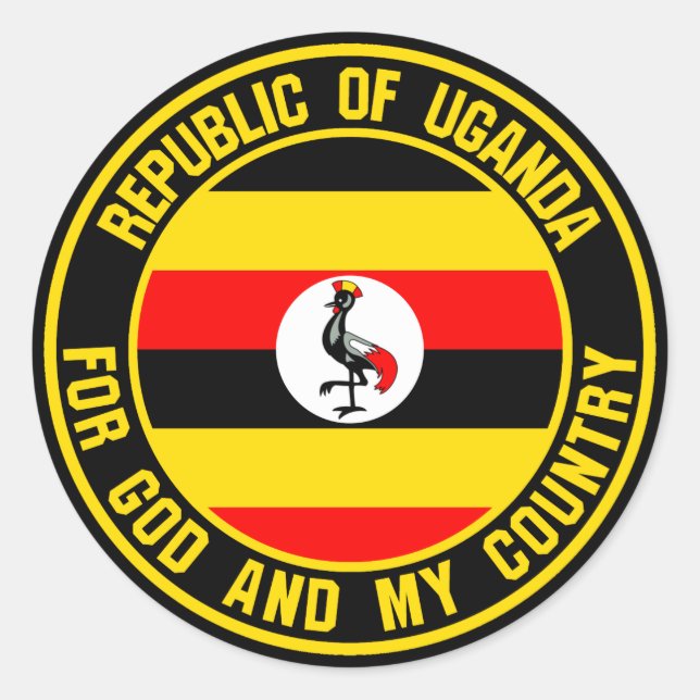 Pegatina Redonda El emblema de la ronda de Uganda (Anverso)