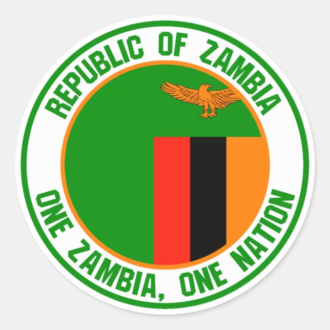Pegatina Redonda El emblema de la Ronda de Zambia (Anverso)
