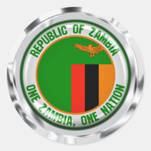 Pegatina Redonda El emblema de la Ronda de Zambia