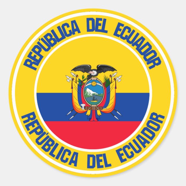 Pegatina Redonda El emblema de la Ronda Ecuador (Anverso)