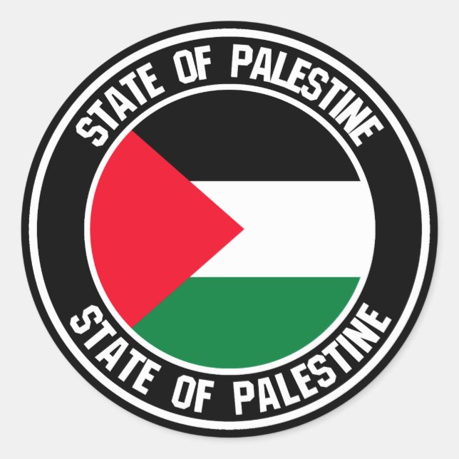 Pegatina Redonda El emblema de la Ronda Palestina (Anverso)