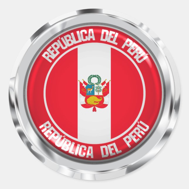 Pegatina Redonda El emblema de la Ronda Perú (Anverso)