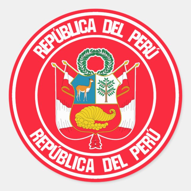 Pegatina Redonda El emblema de la Ronda Perú (Anverso)