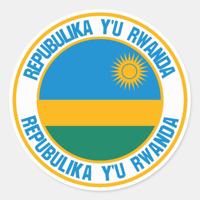 Pegatina Redonda El emblema de la Ronda Ruanda (Anverso)