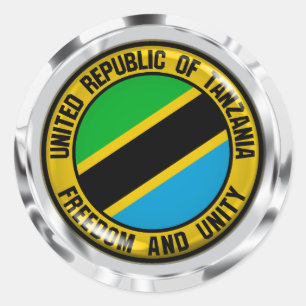 Pegatina Redonda El emblema de la Ronda Tanzania
