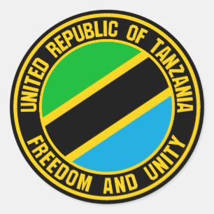 Pegatina Redonda El emblema de la Ronda Tanzania