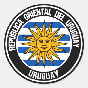 Pegatina Redonda El emblema de la Ronda Uruguay
