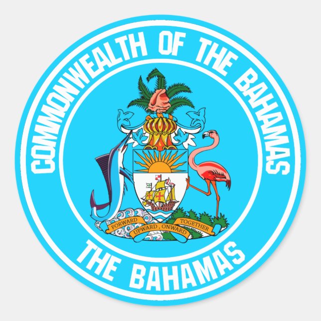 Pegatina Redonda El emblema de las Bahamas (Anverso)