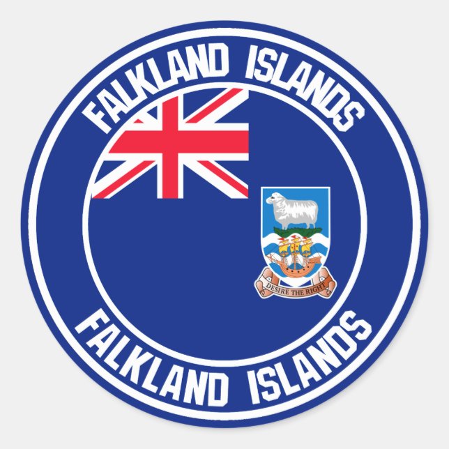 Pegatina Redonda El emblema de las Islas Falkland (Anverso)