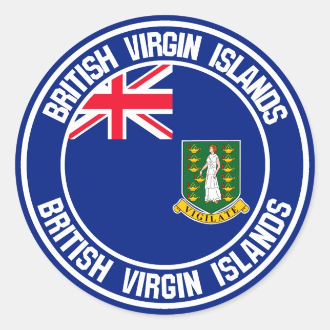 Pegatina Redonda El emblema de las Islas Vírgenes Británicas (Anverso)
