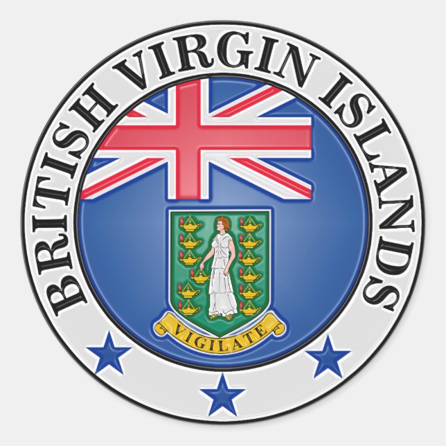 Pegatina Redonda El emblema de las Islas Vírgenes Británicas (Anverso)
