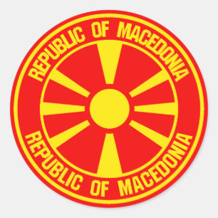 Pegatina Redonda El emblema de Macedonia redonda