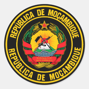 Pegatina Redonda El emblema de Mozambique redonda