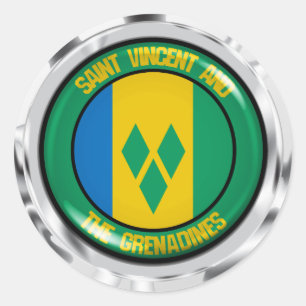 Pegatina Redonda El emblema de San Vicente y las Granadinas