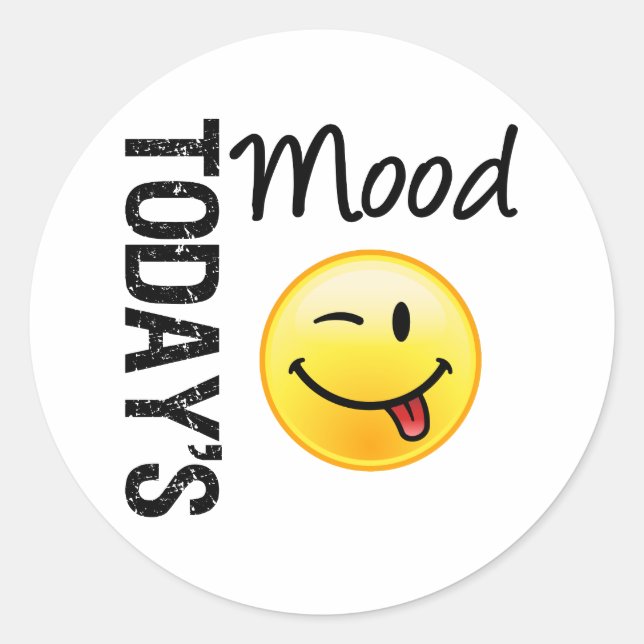 Pegatina Redonda El emoticono de humor de hoy juguetón (Anverso)