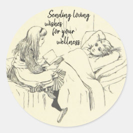 Pegatina Redonda El encantador Ilustracion infantil se recuperará p