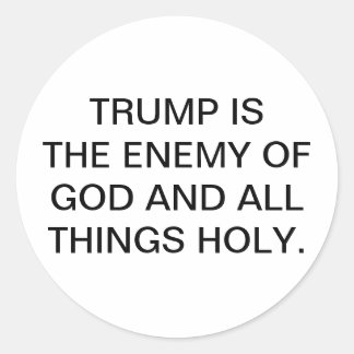 Pegatina Redonda El Enemigo de Dios Trump Hankamer Artjunkhaus Arte