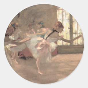 Pegatina Redonda El Ensayo de Edgar Degas, Arte de Ballet Antiguo