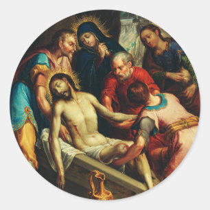 Pegatina Redonda El entierro de Cristo Juan Rodríguez Juarez