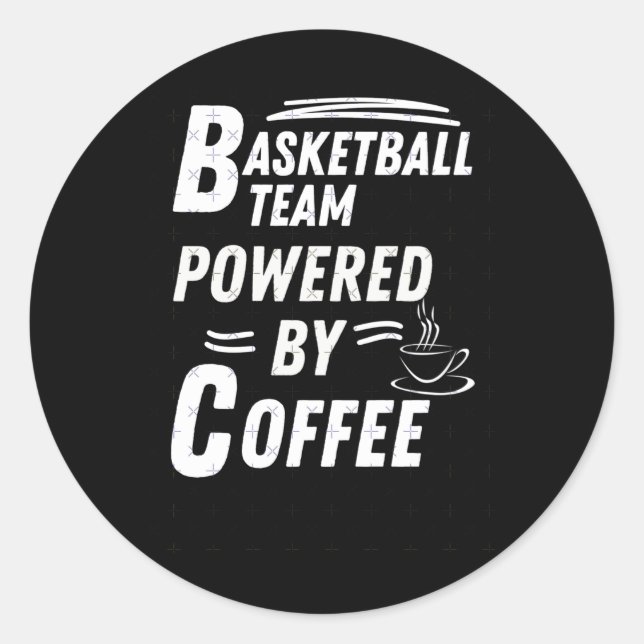 Pegatina Redonda El equipo de baloncesto con poder (Anverso)
