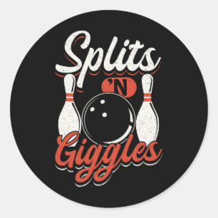 Pegatina Redonda El equipo de bolos golpea a Splits'n Giggles