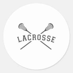 Pegatina Redonda El equipo de Lacrosse masculino cruza las varas de