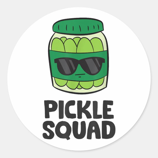 Pegatina Redonda El equipo de Pickle Lover se escuadra divertida (Anverso)