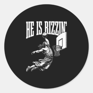 Pegatina Redonda Él es divertidísimo de Pascua Rizz Meme Sketll 