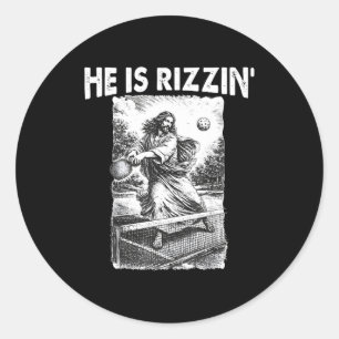 Pegatina Redonda Él es divertido Rizzin Jesús Meme de pickleball cr