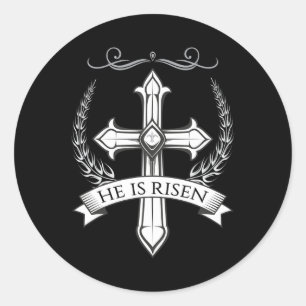 Pegatina Redonda Él Es Jesucristo Creciente Hombres Mujeres Niños.