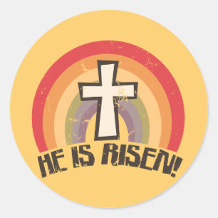 Pegatina Redonda Él es Pascua religiosa subida