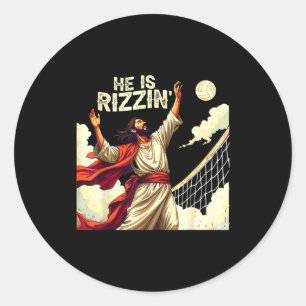 Pegatina Redonda Él Es Rizzin Camiseta De Cita De Meme De Jesús Div