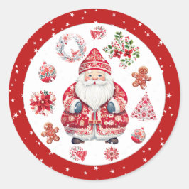 Pegatina Redonda El Escandinavo Santa Claus Red