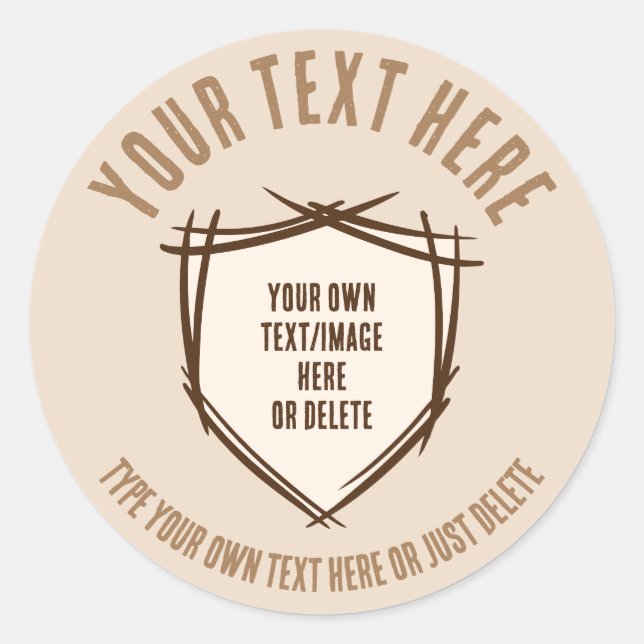 Pegatina Redonda El escudo de Knight. Escudo de armas Tarjeta de se (Anverso)